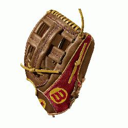 d model Cross web - game WTA20RB18DP15GM for Dustin pedroia Red SuperSkin with saddle tan and y