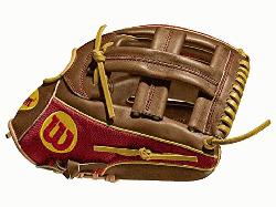  Cross web - game WTA20RB18DP15GM for Dustin pedroia Red SuperSkin with saddle tan and yellow Pr