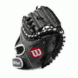 hers mitt Half moon web Grey and black Full-Grain leather Velcro back. The A100