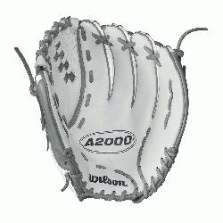 5 WS - 12.5 Wilson A2000 V125 White Super Skin 12.5 Outfield Fastpitch GloveA2000 V125 White Super