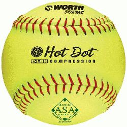 itch softballs have red stitching and are approved for play in the ASA with a .52 COR/300 lb Com
