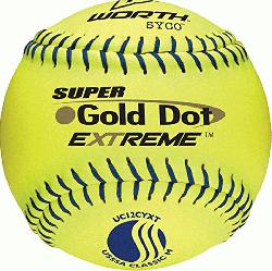 12 Classic M softballs have blue stitching and are approved for play in the USSSA Adde