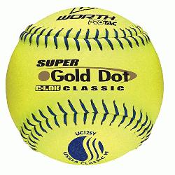 Classic M softballs have blue stitching and are approved for play in the USSSA. Worths Gold Dot sof