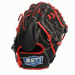 p; ZETT Pro Model 12 inch Black Wing Tip Pitcher Glove ZETT Pro Model Baseball Gl