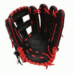 ; ZETT Pro Model 12 inch Black/Red Wide Pocket Infielder Glove ZETT Pro Model Base