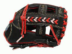 T Pro Model 12 inch Black/Red Wide Pocket Infielder Glove ZETT Pro Model 