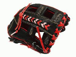 T Pro Model 12 inch Black/Red Wide Pocket Infielder Glove ZETT Pro Model Bas