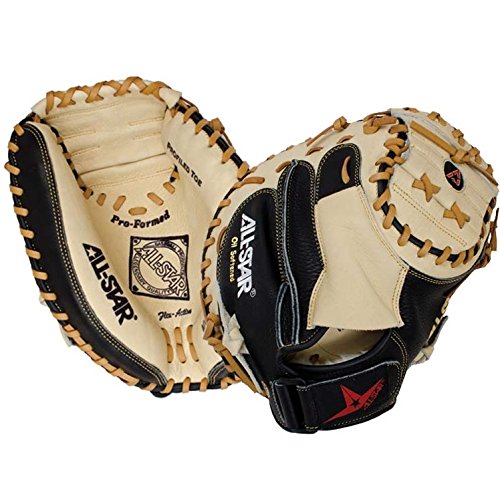 All-Star Allstar CM3030 Catchers Mitt 33 inch (Right Hand Throw) : The CM3030 is an entry level adult sized mitt offering many features found in the elite level gloves. Pre-softened leather on the inside of the mitt allows for instant break-in and the black leather backing provides more support. Pro formed pocket, profiled toe, and Flex Action crease make this a fantastic catchers mitt. All Star CM3030 Catcher's Mitt Features: Pre-softened leather Instant break-in Black leather backing Pro formed pocket Profiled toe Flex Action crease.