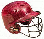 All-Star BH6100FFG Batting Helmet with Faceguard and Metalic Flakes (Scarlet) : Metallic finished Cool Lids with Batter's Face Guard attached. High gloss and High impact polycarbonate shell. Meets Noscae standards.