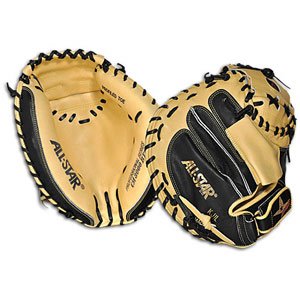 AllStar Pro Elite Catchers Mitt 33.5 Baseball Glove. The CM3000 Series is the mitt of choice for many professional and amature baseball catchers. Exclusive Japanese tanned steer hide allows for fast break in and extended life. Only the finest materials and hand craftsmanship are used to make these exceptional mitts. The soft tan leather pocket allows for great feel and gives the ball that extra POP which pitchers love to hear. The black leather backing is stiffer, gives the mitt the right amount of support, and increases its life.