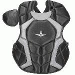 The S7™ Chest Protector is the only protector that has wedge shaped abs, which help knock a ball straight down when blocking. Designed to be light and thin, this chest protector has the absolute best fit and breathability compared to other chest protectors on the market. Players say it feels just like wearing a T-shirt! Internal moldable PE protective plates are inserted into the throat, collarbone, and sternum to keep those sensitive areas well protected. The longer you wear it, the more it will conform to a player's body. DeltaFlex Harness allows for maximum adjustability and comfort, fitting a wide range of body types. PRODUCT FEATURES Stainless steel matte black hardware Thinner and more form fitting DeltaFlex harness Improved break points which present a flatter surface for blocking and improving control. The chest protector should fit high, with the throat guard over the base of the neck. Equipped with the construction to pass the NOCSAE standard Adult: 16.5 All star chest protectors are measured from the top of the sternum (below the collar) to a player's navel