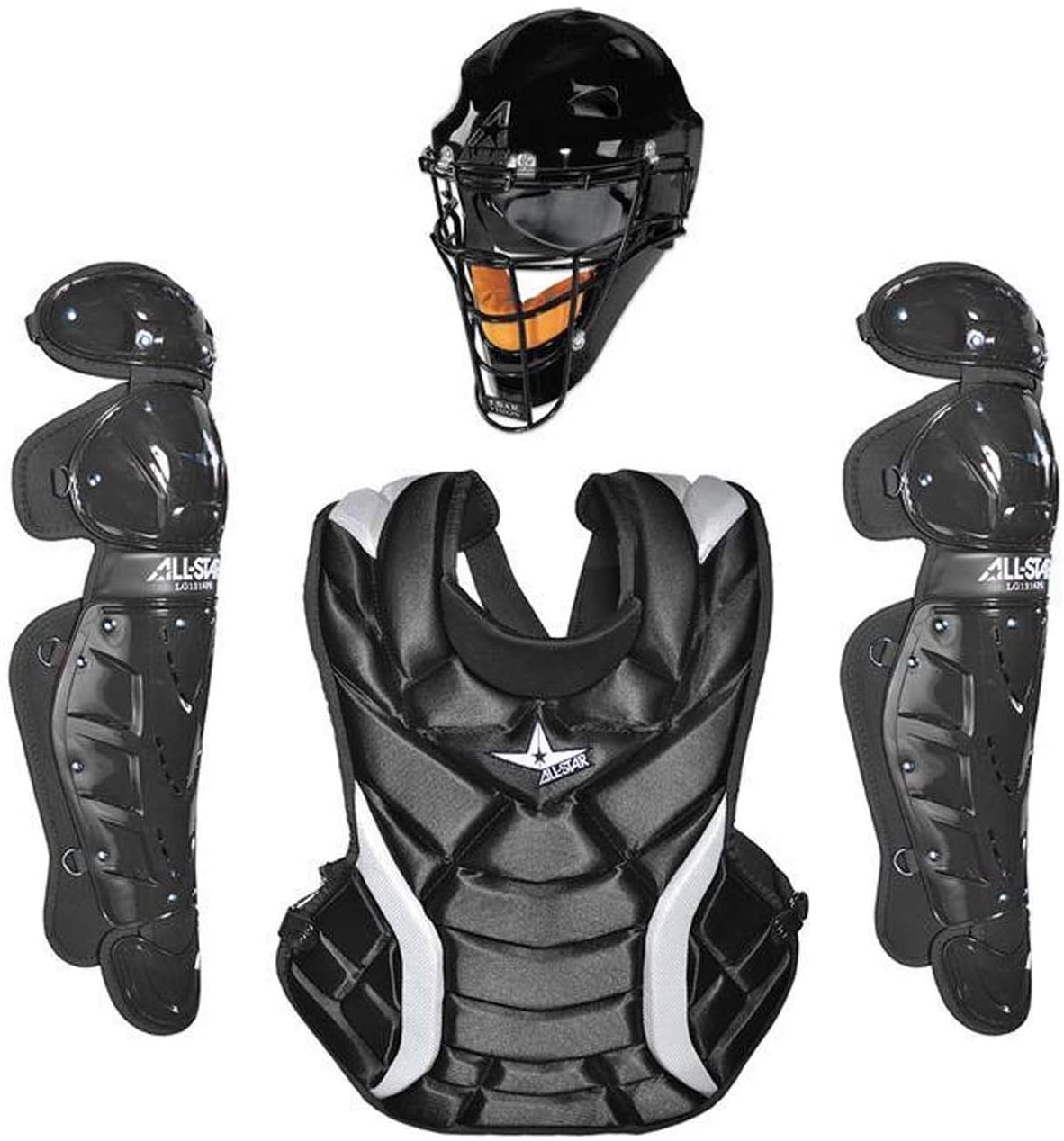 all-star-fastpitch-series-13-catchers-set-ages-9-12 CKW135PS-BK All-Star  The Fastpitch Series Catchers Set includes a catchers mask chest protector