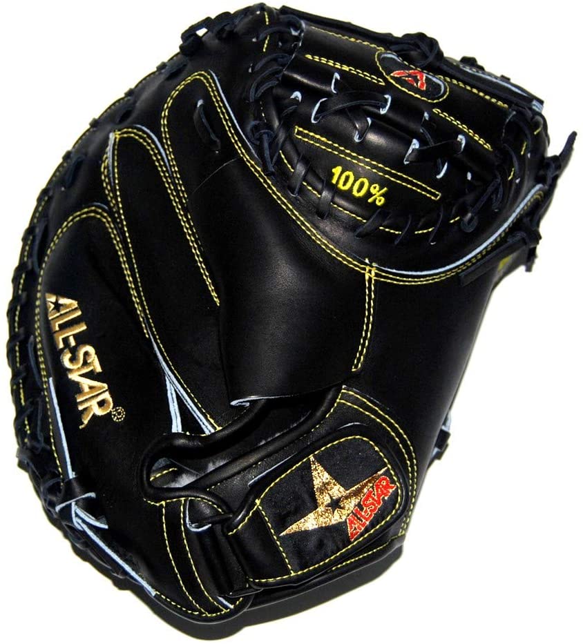 Designed for players seeking a stiffer glove, the Pro-Elite CM3000MBK, famously used by Martin Moldonado, belongs to our solid black series. This mitt stands out from the original black and tan CM3000 series due to its stiffer black leather construction both on the inside and outside. Crafted with exclusive Japanese tanned steer hide, this mitt offers a swift break-in process and remarkable durability. Meticulous hand craftsmanship and the use of only the finest materials ensure the creation of these exceptional mitts. Featuring a 34-inch catcher's model, the Pro-Elite CM3000MBK provides a perfect fit. It includes an adjustable Velcro wrist closure for added convenience and showcases the renowned quality of our stiffer glove, setting it apart from the original black and tan CM3000 mitts.   In 2011, Martin Maldonado embarked on his professional career with our precise CM3000XSBK, a 32 mitt. As he honed his skills, Maldonado recognized the need for a larger size and transitioned to our highly popular 33.5 mitt. With pitchers delivering faster and more challenging pitches, Maldonado adapted to the demands of the game.   In the memorable 2017 season, Maldonado elevated his game further by utilizing a custom 34 mitt, a testament to his commitment to excellence. His exceptional performance earned him the prestigious Rawlings Gold Glove Award®. A distinctive mark of dedication, Maldonado inscribed 100% on the back of his web, serving as a constant reminder to give his unwavering attention and focus to every single pitch.   Maldonado's choice of equipment, his accolades, and his unwavering dedication to the craft have established him as a formidable force behind the plate. His journey is a testament to his relentless pursuit of perfection, and his commitment to giving his absolute best to every pitch he catches.      The most iconic mitt in professional baseball Exclusive, premium-grade Japanese steerhide leather Fast break-in and extended life Forms a great pocket with a loud pop pitchers love Player-preferred adjustable wrist closure This is the exact mitt worn by many pros Soft tan leather pocket provides that extra POP that pitchers and catchers love to hear Adjustable hook and loop tab on the back of the hand for a personalized fit    All-Star Pro Elite When it comes to quality, the pros believe in the saying If it ain't broke, don't fix it. That's why serious catchers choose our Pro-Elite® mitts, known for their exceptional leather and proven pattern. All-Star players remain loyal to our mitts because they understand the importance of using tools of excellence. All-Star's tan leather, known for its supple nature, creates a remarkable pocket that catches the ball perfectly, producing a satisfying pop that pitchers adore. On the other hand, the black leather on the back offers stability throughout the entire season. Recently, All-Star solid black mitts have gained popularity. All-Star's team of professional #focus members informs us that pitchers are throwing harder each year. As a result, there has been a significant shift from our 33.5 mitt to our larger 34 size. Our #focus team reveals that not only are pitchers throwing faster, but they also have increased movement on their pitches. The slight increase in size provides a small margin for error and, perhaps, some peace of mind.