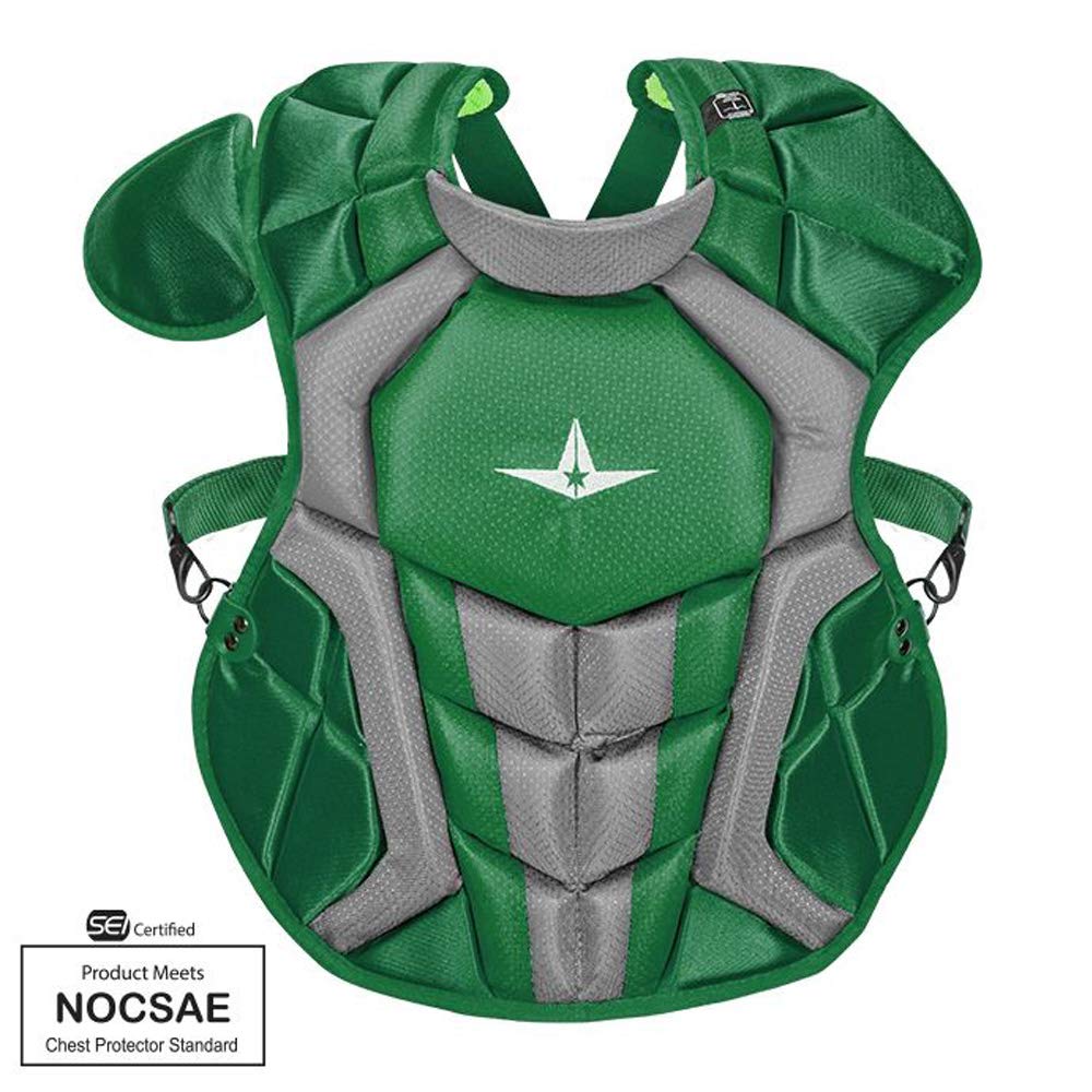     Intermediate 15.5 inch length. All-Star has developed chest protectors which are certified by SEI to meet the new NOCSAE standard for protection again commotio cordis. This rare, but very dangerous condition can result from a blunt impact to the chest causing cardiac arrest. Products that meet the new NOCSAE standard have been shown to significantly reduce the risk of this occurrence. NFHS will require use of certified chest protectors starting January 1, 2020 and adoption dates by other leagues are still pending.        