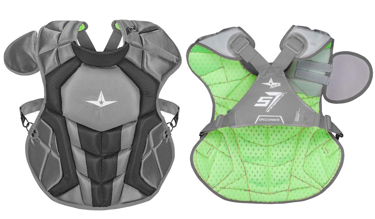 all-star-s7-axis-chest-protector-12-16-15-5-graphite-grey-nocsae CPCC1216S7X-GPH All-Star 029343049644     Intermediate 15.5 inch length. All-Star has developed