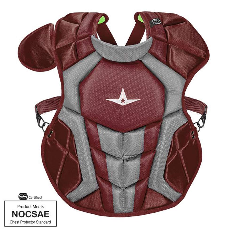 all-star-s7-axis-chest-protector-12-16-15-5-maroon-nocsae CPCC1216S7X-MA All-Star 029343049576     Intermediate 15.5 inch length. All-Star has developed