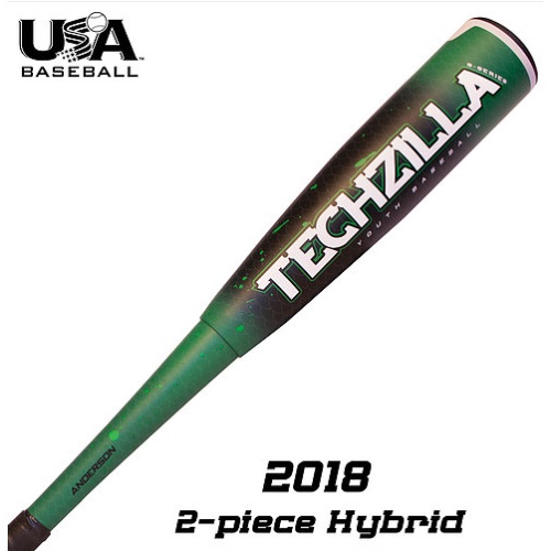 The 2018 Techzilla S-Series Hybrid lets your young hitter experience maximum speed and jaw-dropping performance with an end loaded feel. Designed similar to the original Techzilla XP, with the PowerArch technology, the Techzilla S-Series Hybrid provides a highly-responsive hitting surface and outstanding durability. The TaperFlex contour composite handle ensures superior feel and flex. The Techzilla S-Series is USABat approved. deal for players ages 10-13 • Ultra-Thin Whip Handle for better bat speed • 2 5/8” Barrel • -9 Drop Weight • End Loaded for more POWER, guaranteed! • Hot out of the wrapper, no “break-in” period necessary • Newly designed light weight end cap support barrel performance • Hybrid design with aerospace M1 alloy barrel & composite handle • Approved For USABat and Most Baseball Associations Including: Little League, Dixie Youth, Babe Ruth, Cal Ripken, AABC & Pony • Model #: 015034 • Manufacture Warranty: 1 year against manufacture defects