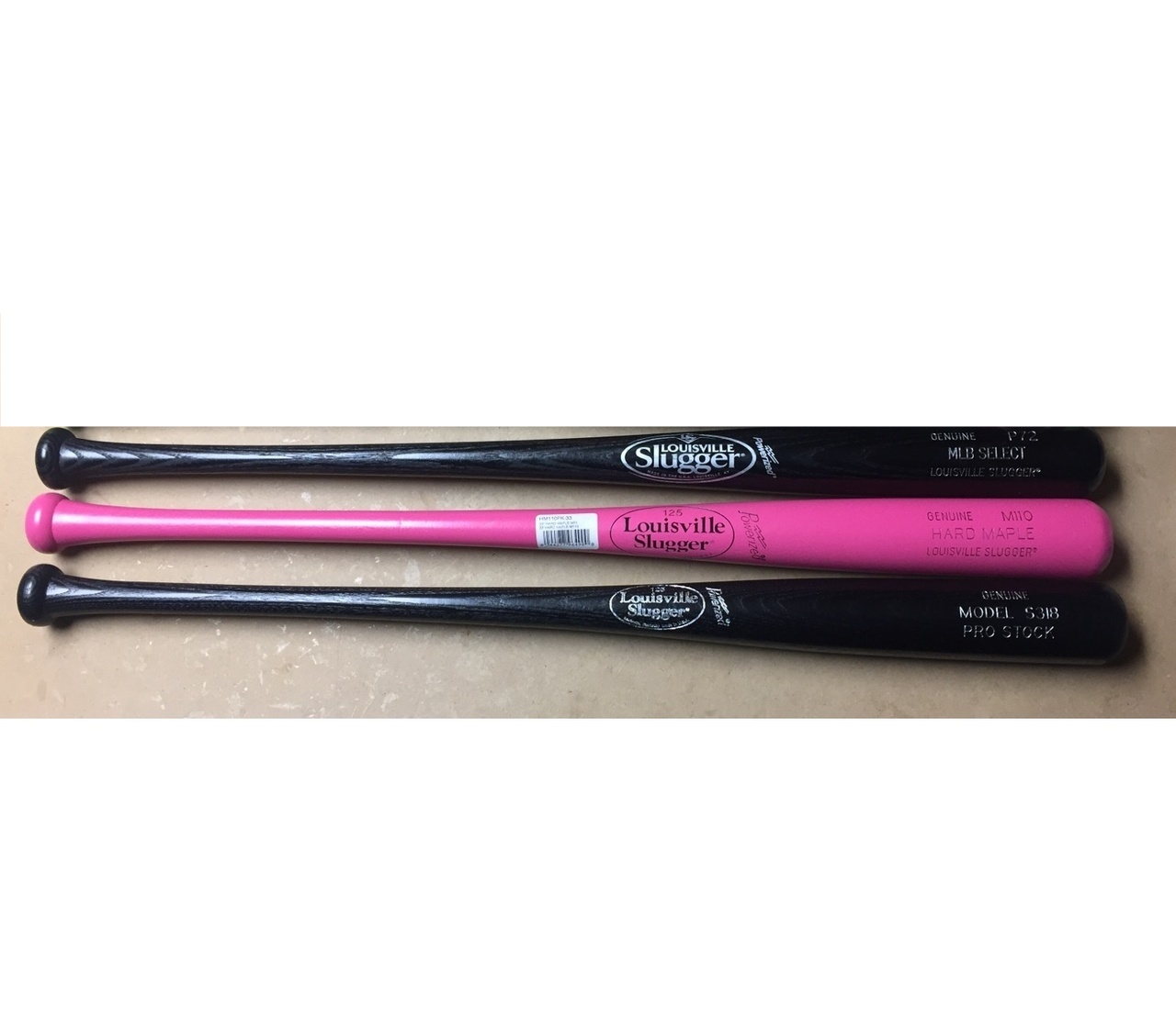 bat-pack-0001-louisville-slugger-33-inch-batting-practice-bats BATPACK-0001   <p> </p> <p>1. Pink M110 New</p> <p>2. Black P72 New</p> <p>3. Black
