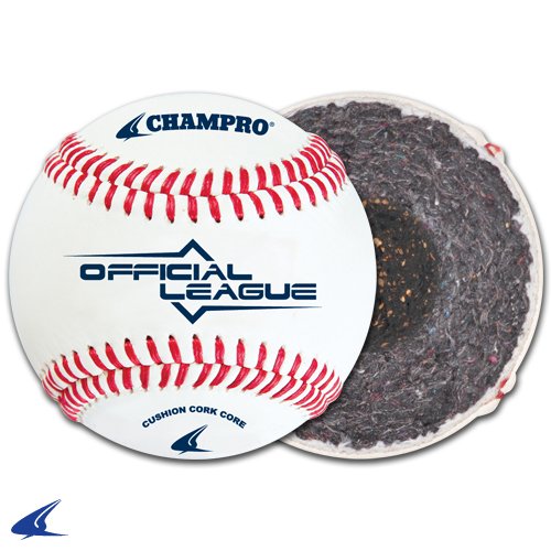 Champro C Grade CBB-200 Official League Cushion Cork Core Cover Baseballs - Available by the Dozen (1 Dozen) : Champro Baseballs - Champro C Grade Official League Cushion Cork Core Cover Baseballs - Available by the Dozen. Official League baseballPrecision molded cushion cork core. Metered tension 5% wool yarn. Full grain leather cover. High School practiceYouth game