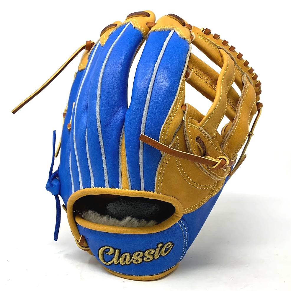 classic-baseball-glove-12-75-inch-h-web-blue-tan-black-right-hand-throw JM-1275-BLTN-RightHandThrow Classic  This classic 12.75 inch outfield baseball glove is made with tan