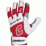 Combat Derby Life Youth Batting Gloves (Pair) (Red, Large) : Derby Life Ultra-Dry Mesh Batting Gloves from Combat feature ultra-dry mesh that repels moisture to keep your hands cool and dry. Diamond-Tech leather palm reinforces durability and improves grip. The ultra-fit fingers and flexible spandex allows for comfortable performance without restriction. Ultra Dry-Mesh Ultra Flex Spandex Diamond Leather Tech Palm Ultra-Fit Fingers
