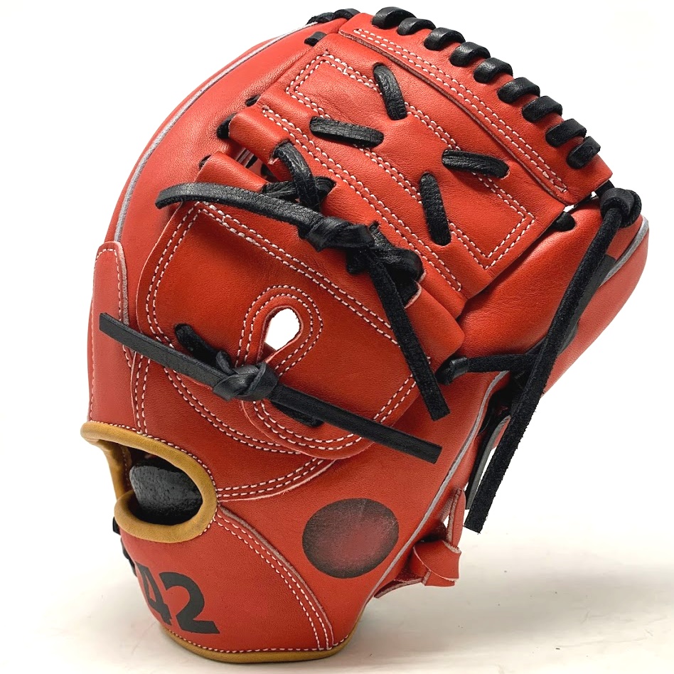 custom-12-inch-red-us-kip-two-piece-closed-web-baseball-glove-right-hand-throw CSTOCK-RD-0101    US Kip Leather Padded Thumb Tanners Lace US Kip Lining