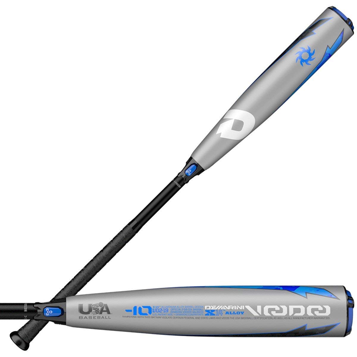 `-10 Length to Weight Ratio Balanced Swing Weight Paraflex Plus Composite Handle / X14 Alloy Barrel Approved for play in USA Baseball 1 Year Manufacturer's Warranty Designed for more physically advanced junior high aged players, the 2019 DeMarini Voodoo Balanced (-10) 2 5/8 USA Baseball bat is turning heads yet again with its improved feel and insane pop on contact. This Half and Half stick features the all-new Paraflex Plus composite handle for a lighter swing and premium feel, and is combined with an X14 Alloy barrel to create devastating power. With the 3Fusion System that redirects energy back into the barrel to reduce hand sting, elite players will love the power this bat generates. Comes with a 1 year manufacturer's warranty from DeMarini. - -10 length to weight ratio - 2 5/8 inch barrel diameter - Balanced Swing Weight - Paraflex Plus Composite Handle - X14 Alloy Barrel - 3Fusion End Cap - 3Fusion Taper - Approved for play in USA Baseball - 1 Year Manufacturer's Warranty