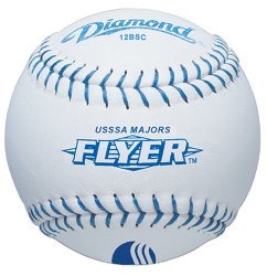 Diamond 12BSC Majors 12 USSSA\xAE approved softball. White synthetic leather cover with polyurethane core. 40 max COR, 305 max compression.