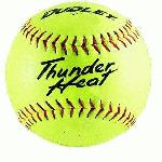 Dudley Thunder Heat 12 NFHS Fastpitch Softballs Composite Cover Core .47 Compression 375lbs 1 doz. The Thunder Heatr poly center, fast pitch, high school softball uses a precision blended crosslinked polyurethane system and is designed for high density and maximum resiliency.