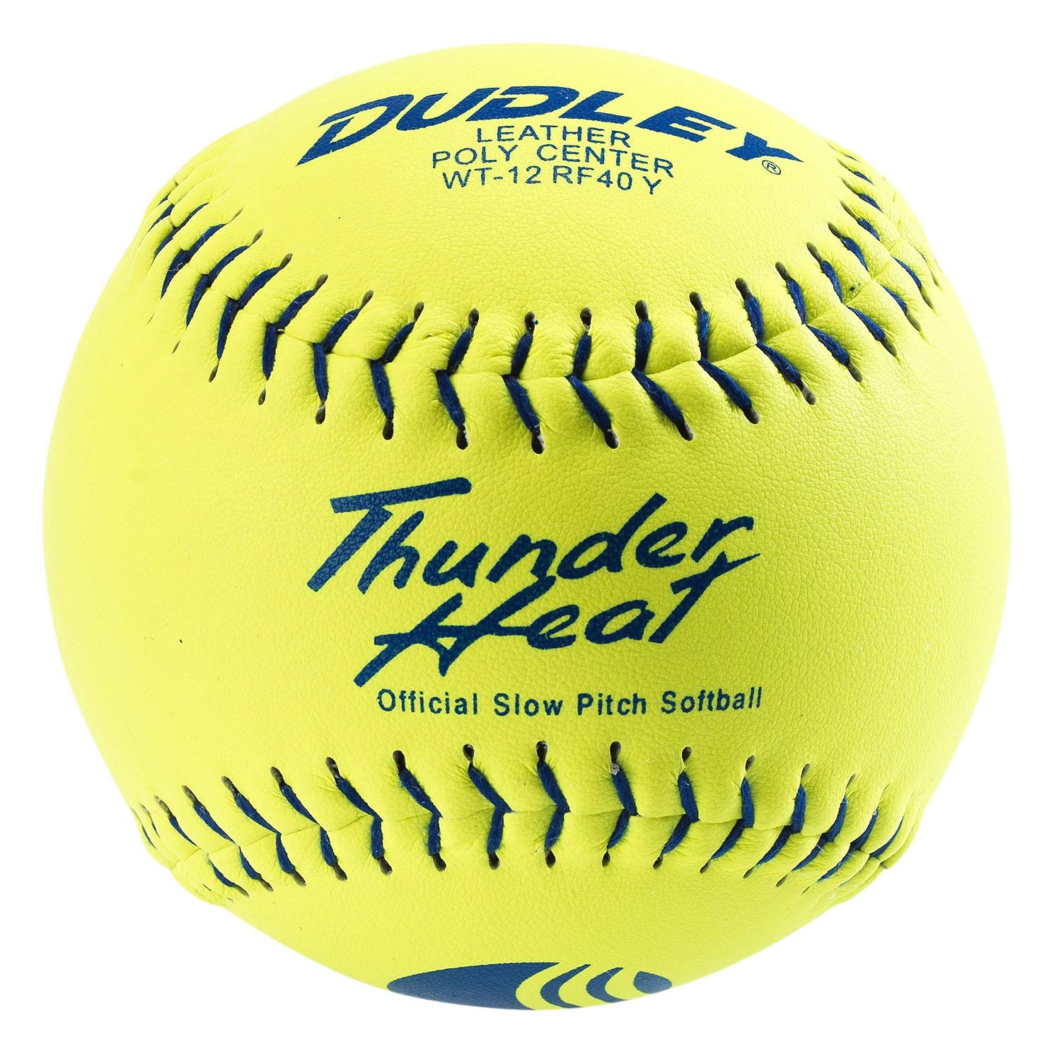 dudley-usssa-thunder-heat-slow-pitch-classic-m-softballs-leather-1-dozen 4U-551Y  026307435512 <p>Poly Core Center COR .40 Compression 325lb. Blue Stitch Flat Seam.</p>