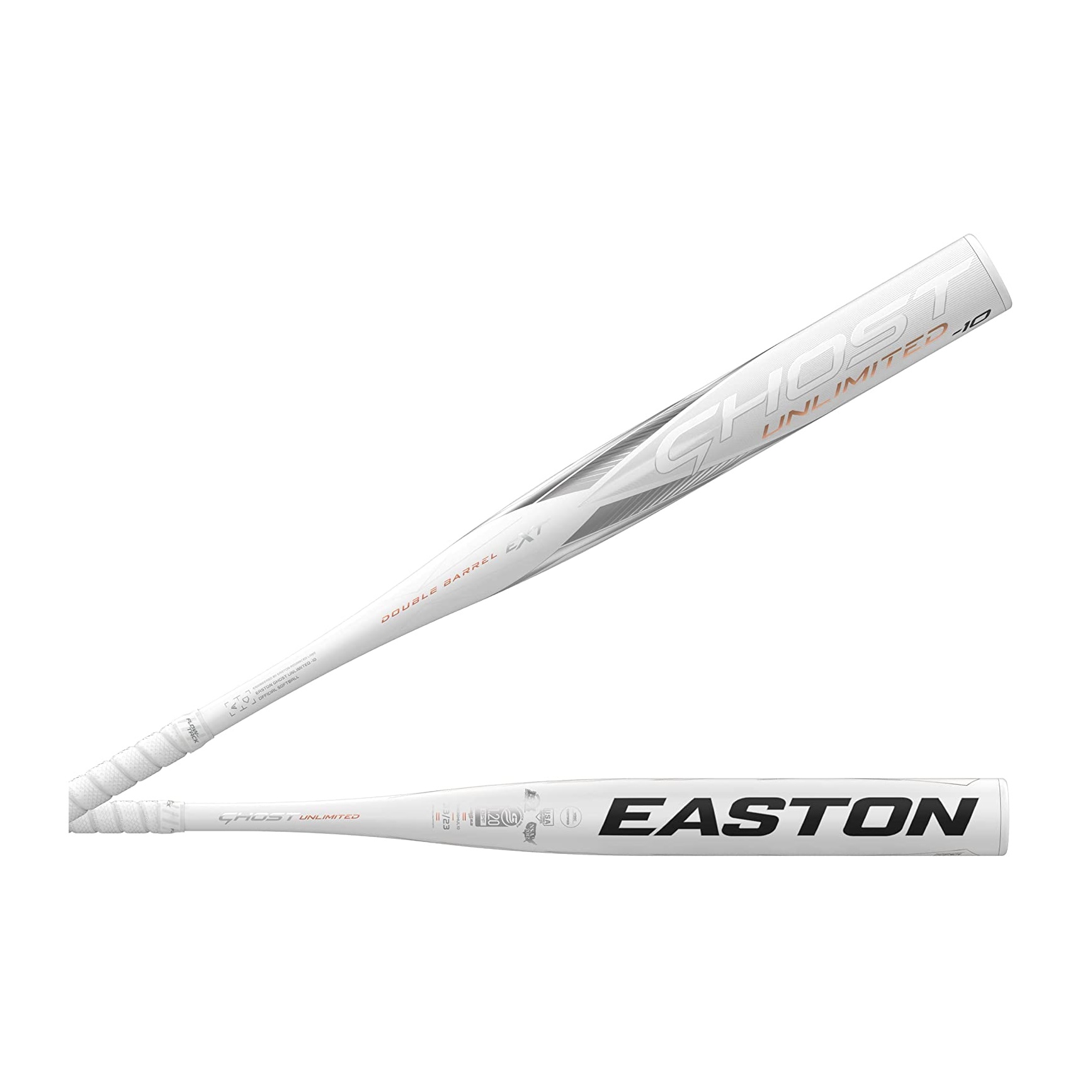 Introducing the Easton Ghost Unlimited Fastpitch Softball Bat, a true game-changer in the world of fastpitch softball. Designed to provide the highest level of performance, this bat is packed with innovative features that will enhance your hitting prowess. The Ghost Unlimited features a Double Barrel EXT design that extends the barrel by 1 inch. This extended design creates the largest hitting area allowed, resulting in an even bigger sweet spot. With this bat, you can expect maximum performance and increased chances of making solid contact with the ball. One of the standout features of the Ghost Unlimited is the SONIC COMP MAX composite material used in its construction. This high-performing composite is not only incredibly durable but also delivers outstanding performance. With the lowest barrel compression, this bat ensures maximum power and distance on every hit. The iconic sound produced by the bat reverberates across all fields, making your presence known. To optimize performance even further, the Ghost Unlimited incorporates the VRS1 lightweight internal connection point. This reverse-engineered connection point reduces weight, resulting in an extended barrel and enhanced performance. Additionally, it minimizes vibration on mishits, ensuring a more comfortable and controlled swing. The Power Boost Soft Knob technology is another notable feature of this bat. It provides hitters with increased leverage, allowing for more power and control in their swings. Additionally, it reduces vibration, providing improved comfort for the bottom hand and minimizing the risk of stinging sensations. With the Flow-Tack grip, Easton has created the ultimate combination of cushioning and tackiness. This premium grip ensures a secure and comfortable hold on the bat, giving you full control and confidence at the plate. The Easton Ghost Unlimited Fastpitch Softball Bat is certified for use in various leagues, including USA, USSSA (fastpitch only), NSA, ISA, and WBSC. Whether you're playing in local leagues or on the international stage, this bat is ready to perform at the highest level. The Easton Ghost Unlimited Fastpitch Softball Bat is a game-changing piece of equipment that provides unmatched performance and durability. With its extended barrel design, high-performing composite material, lightweight connection point, power boost technology, and premium grip, this bat is designed to elevate your game. Step up to the plate with confidence and unleash your full potential with the Easton Ghost Unlimited.