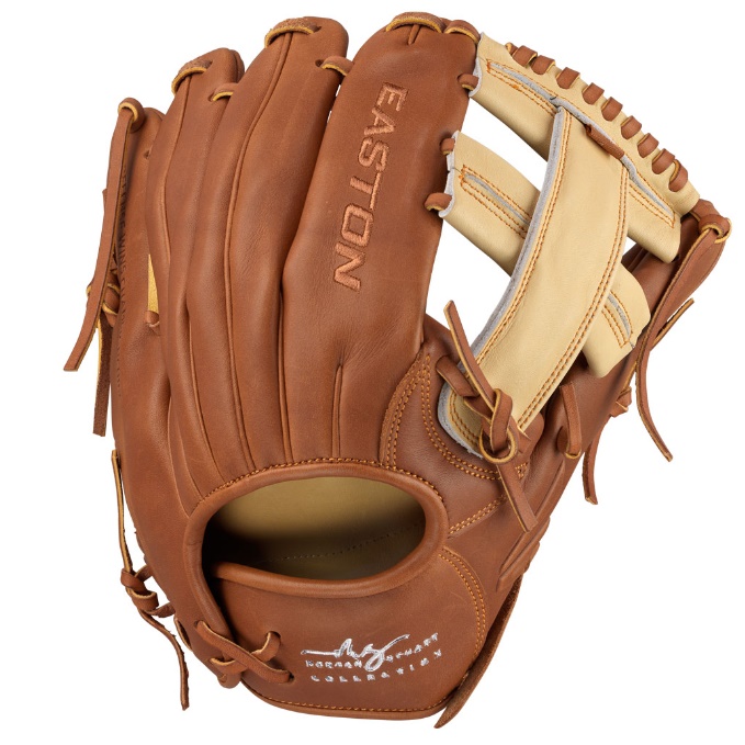 Easton Professional Collection Fastpitch Morgan Stuart 11.75 Glove The all-new Professional Collection Signature Series, designed in collaboration with Jen Schroeder, Morgan Stuart, Lauren Chamberlain and Haylie McCleney, is Easton’s latest addition to the fastest-growing Fastpitch softball glove line in the game. Each model has several unique position-specific features, and was designed to match the style, flare and passion these athletes bring to the game of softball every day. The Signature Series is handcrafted with Premium Reserve™ USA steer hide leather and pro-grade rawhide lace. A full leather lining, binding and welting provide a durable shape and a faster break-in time. Each model features a laceless lining, an Ax® Suede back-of-wrist liner and an adjustable fit system, making the Professional Collection Signature Series the most comfortable gloves in the game.   Position: Second Base, Short Stop, Third Base     Web Type: Single Post Web Hand Thrower: Right Leather: PREMIUM RESERVE™ USA Steer Hide Leather Lining: Classic Cowhide Palm Lining Size: 11.75  