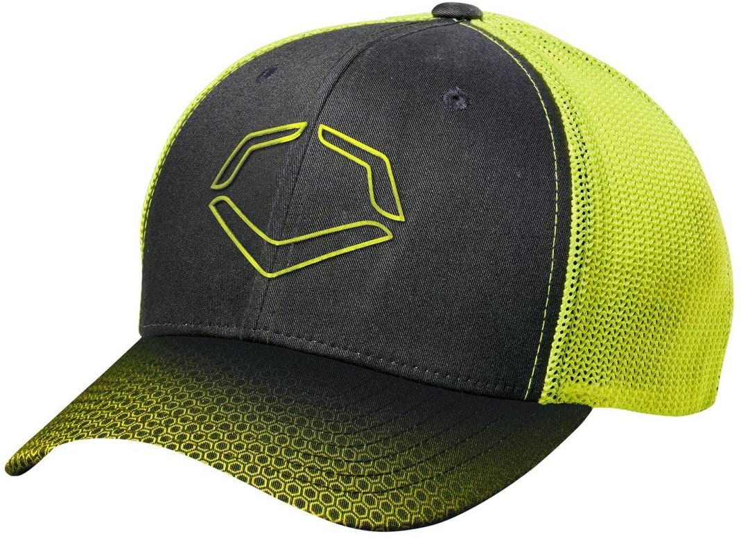 evoshield-neon-onslaught-flex-fit-baseball-hat-small-medium WTV9708BNLGXL  887768645298 Polyester/Cotton/Spandex Blend Sonic weld EvoShield logo Features Sublimated bill pattern; pre-formed