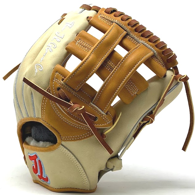 SO 01 has a shallow pocket depth with broad neutrality in the heel. SO01 is a great choice for the mid infielder with lightning hands. J.L. Glove Company combines beautiful design, professional quality material and demanding performance rigors to make the best baseball gloves available to competitive players. Founded and based in Austin, Texas. The gloves are constructed from select American Kip Leather chrome tanned in Japan. Fur wrist liner for comfort and moisture management. The J.L. Glove Company started with a vision shared by brothers Jeremy and Tyson Spring, two men raised in love with the game of baseball, obsessive about design that makes the game more beautiful, the player more confident, and the outs more plentiful. J.L. Glove Company are players, coaches, parents, designers, and baseball men. The J.L. Glove Company motto is 27 Outs. Go Get One.