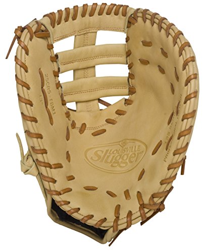 Louisville Slugger 125 Series Cream First Base Mitt 13 inch (Left Handed Throw) : Louisville Slugger 125 Series First Base Mitt. Built for superior feel and an easier break-in period, the 125 Series is constructed with extra-tough dye-through lacing and genuine cowhide leather to provide unmatched strength and durability while wicking away perspiration with our Slugger Touch finger lining.