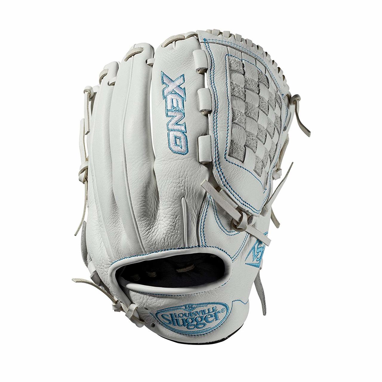 12 infield glove Closed weave web Memory foam wrist lining White and Aqua blue Female-specific patterns Needing minimal break-in and designed with memory foam wrist lining and patterns specific to female athletes, this 11.75 Xeno infield model features a Dual Post Web construction in a white and aqua blue design. When top-of-the-line leather meets a soft lining, a game-ready glove like no other is born. The Xeno is the perfect combination of style and feel for the young Fastpitch player. - 11.75 inch female specific model - Dual Post web - Top-of-the-line leather - Easy break-in - Memory foam wrist lining