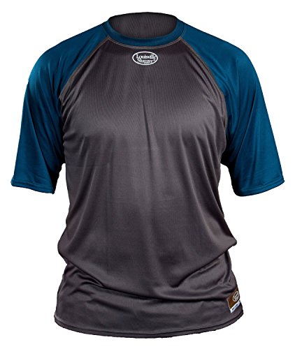 Louisville Slugger Adult Loose Fit Raglan Short Sleeve Shirt (Grey-Navy, XL) : Louisville Slugger Adult Loose Fit Raglan Short Sleeve Shirt (Grey-Navy, XL) New