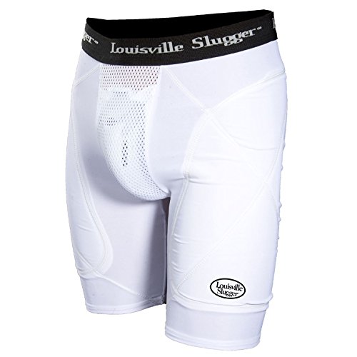 Louisville Slugger Boys Bronze Shield Sliding Shorts Size Youth Large : XONE the leading innovative performance apparel company has partnered with the leading baseball brand Louisville Slugger as the exclusive apparel licensee. LOUISVILLE SLUGGER Men's BRONZE SHIELD SLIDING SHORT Compression fit to help muscle support  4-way stretch with a 8-inch inseam and X-Dry Moisture Management System. Features mesh double layer Cup pocket for a cool dry comfortable fit. Light-weight comfortable pad protects thighs and buttocks area. Features Louisville Slugger waistband & logo on the leg and Louisville Slugger waistband. Available men's: S, M, L, XL & XXL and in White.