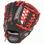 11.50 Inch Pattern Colorway Black Grey Scarlet Red Conventional Open Back Dye-Through Lacing for Added Durability Full Leather Finger Linings Hybrid Leather Design - Top-Grade Leather Combined with Performance Mesh Back Infield Model Kanga Weave - Adds Structure to Mesh without Adding Excess Weight Modified Trap Web Professional-Grade Oil-Treated Steerhide Leather Palm and Web Zero-Gravity Performance Mesh Back - Offers Quicker Break-In and Ultra Lightweight Feel