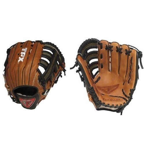 Louisville Slugger LEFT HAND THROW 12.75 LEFT HAND THROW Pro Flare Series Baseball Glove. 12 34 Inch Outfield model. Conventional open back. Single post double bar web. Pro Flare Design. Top grade oil infused Horween leather. Combines unmatched durability with ultra quick break in. Flare design provides larger catching surface with a flat and deep pocket. Extra wide lacing for added strength. Preferred by top professional and collegiate players.