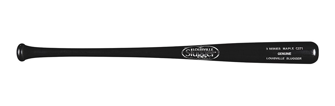 louisville-slugger-genuine-series-3-maple-c271-wood-baseball-bat-32-inch-black W3M271A16-32 Louisville 887768508845 Wood Series 3 Maple Finish Black Top Coat Regular Finish Turning