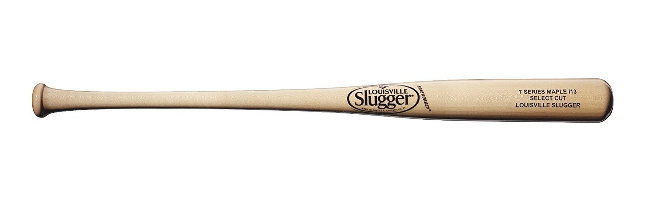Series 7 maple Bone Rubbed Swing weight: slight end load Medium barrel, thick handle. Louisville Slugger most popular big-barrel bat -- the I13 -- with an HD high gloss natural finish. This WTLW7MI13A1733 has a thick transition from barrel to handle, maximizing mass through the hitting zone.
