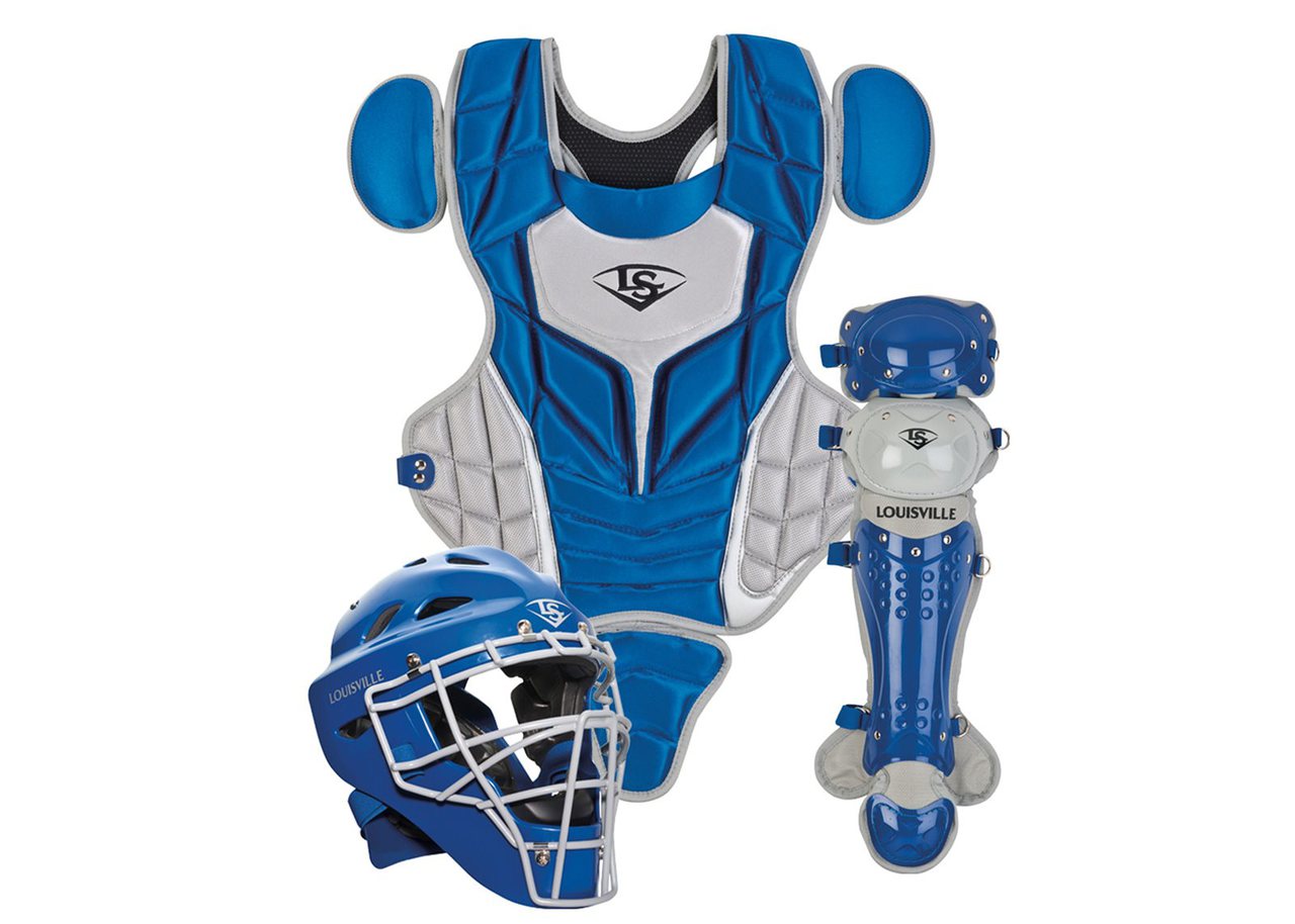 Made from extra-tough, lightweight materials that keep you protected while easily moving with you, Louisville Slugger's Series 5 Catcher's Sets keep catchers of every skill level safely in the game. Whether you're an intermediate or youth player, the Series 5 Catcher's Sets will meet your needs in a variety of color combinations. Helmet Glossy finish. Moisture wicking chin pad. NOCSAE approved Size 6 38 – 7. Chest Protector High-density foam padding. Over-the-shoulder harness. Precision pad design Size 14 inch. Shin Guards Anatomically inspired. Double-knee design. Size 14 inch. Stay Organized.Don't piecemeal it. If you want the best all-around protection a catcher can have, Louisville Slugger's full catcher's gear sets provide a variety of styles, colors and sizes to match players of any skill set.