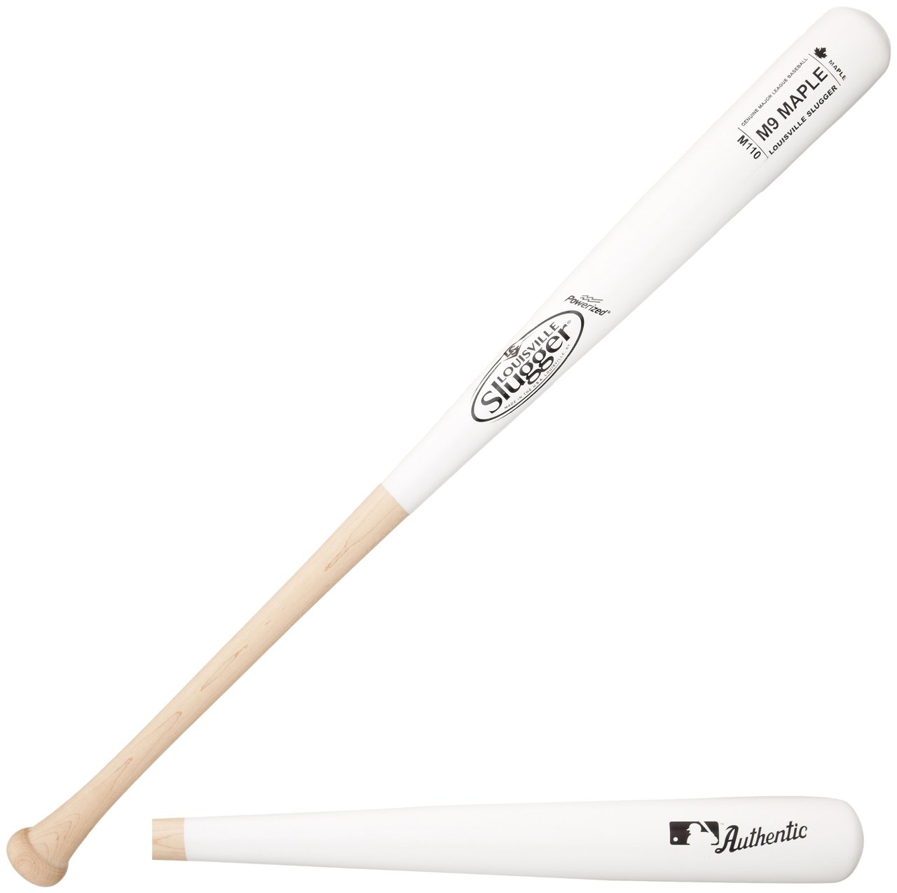 Louisville Slugger M9 Maple Bat. Louisville Slugger WBM914-10CNW M110 M9 Maple Wood Bat has a harder hitting surface than ash, which may give you better performance. It is a closed-grain timber that is less prone to flaking than ash, and therefore more durable. Wood #1 Grade Maple. Finish Natural Handle White Barrel. Handle 1 inch. Barrel Medium. Turning Model M110. Cupped Yes.