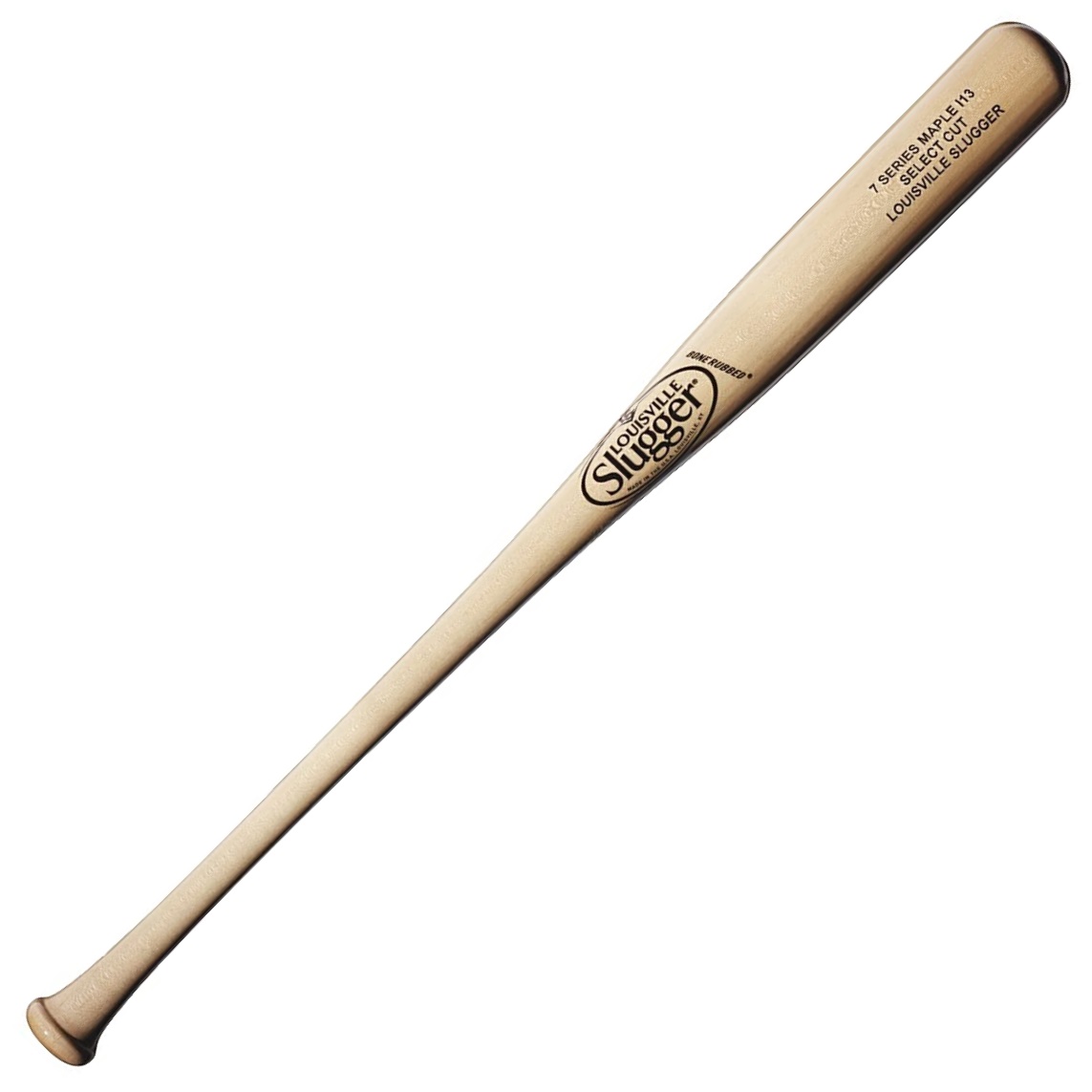 Louisville Slugger most popular big-barrel bat -- the I13 -- with an HD high gloss natural finish. This WTLW7MI13A1734 has a thick transition from barrel to handle, maximizing mass through the hitting zone. Series 7 maple Bone Rubbed Swing weight: slight end load Medium barrel, thick handle