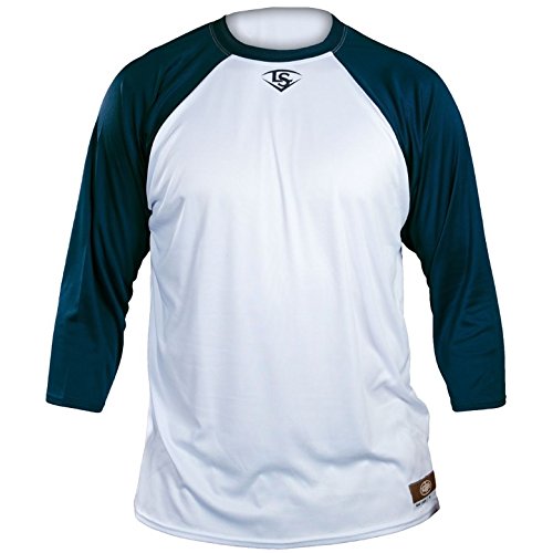 Louisville Slugger Mens LS1526 Loose Fit 34 Sleeve Shirt Navy : XONE the leading innovative performance apparel company has partnered with the leading baseball brand Louisville Slugger as the exclusive apparel licensee. LOUISVILLE SLUGGER ADULT LOOSE-FIT 34 SLEEVE SHIRT. Extended back tail to help shirt stay tucked inside pants with X-Dry Moisture Management System. Louisville Slugger logo Center under neck. 100% Polyester. Available in Adult Size: S, M, L, XL, XXL and Body Color: White with Sleeve Color choices: Black, Navy, Red, Royal, Maroon, Dark Green, Xtra Camo.