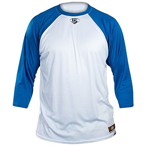 Louisville Slugger Mens LS1526 Loose Fit 34 Sleeve Shirt Royal : XONE the leading innovative performance apparel company has partnered with the leading baseball brand Louisville Slugger as the exclusive apparel licensee. LOUISVILLE SLUGGER ADULT LOOSE-FIT 34 SLEEVE SHIRT. Extended back tail to help shirt stay tucked inside pants with X-Dry Moisture Management System. Louisville Slugger logo Center under neck. 100% Polyester. Available in Adult Size: S, M, L, XL, XXL and Body Color: White with Sleeve Color choices: Black, Navy, Red, Royal, Maroon, Dark Green, Xtra Camo.