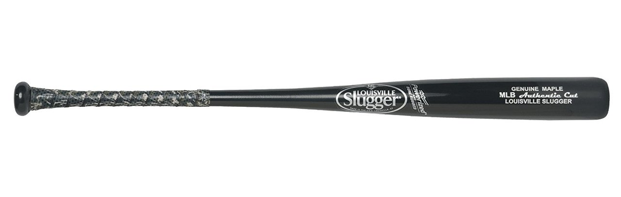 louisville-slugger-mlb-authentic-cut-maple-black-high-gloss-baseball-bat-33-inch-with-camo-lizard-skins WBCMMLB-BG33CM Louisville 044277134358 Inspired by the Pros. Crafted for You. MLB Authentic Cut features