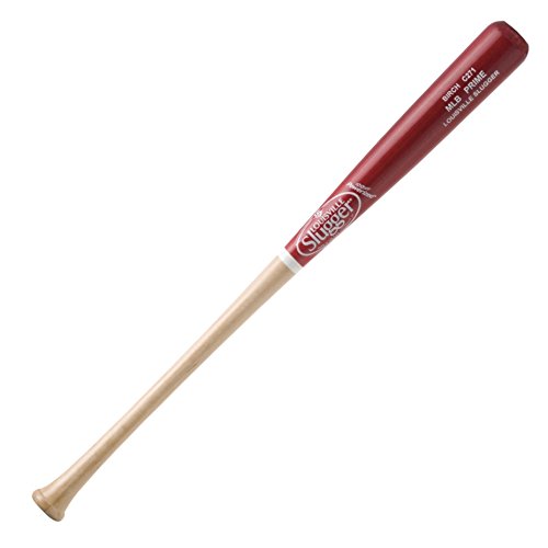 Louisville Slugger MLB Prime Birch C271 Wine Natural Wood Baseball Bat (33 inch) : Ridiculously strong and durable bat with a hard hitting surface, no soft spots and a crack that pros like Brandon Phillips want! Made with a medium-sized barrel, 1516 handle and a cupped end. Enjoy the slick look of this bat with its natural handle and wine high gloss barrel finish. Amish Veneer Birch Wood Natural handleWine barrel high gloss finish 1516 Handle Medium Barrel Target weight: -2oz +- 1oz C271 Brandon Phillips Turning Model Cupped End.