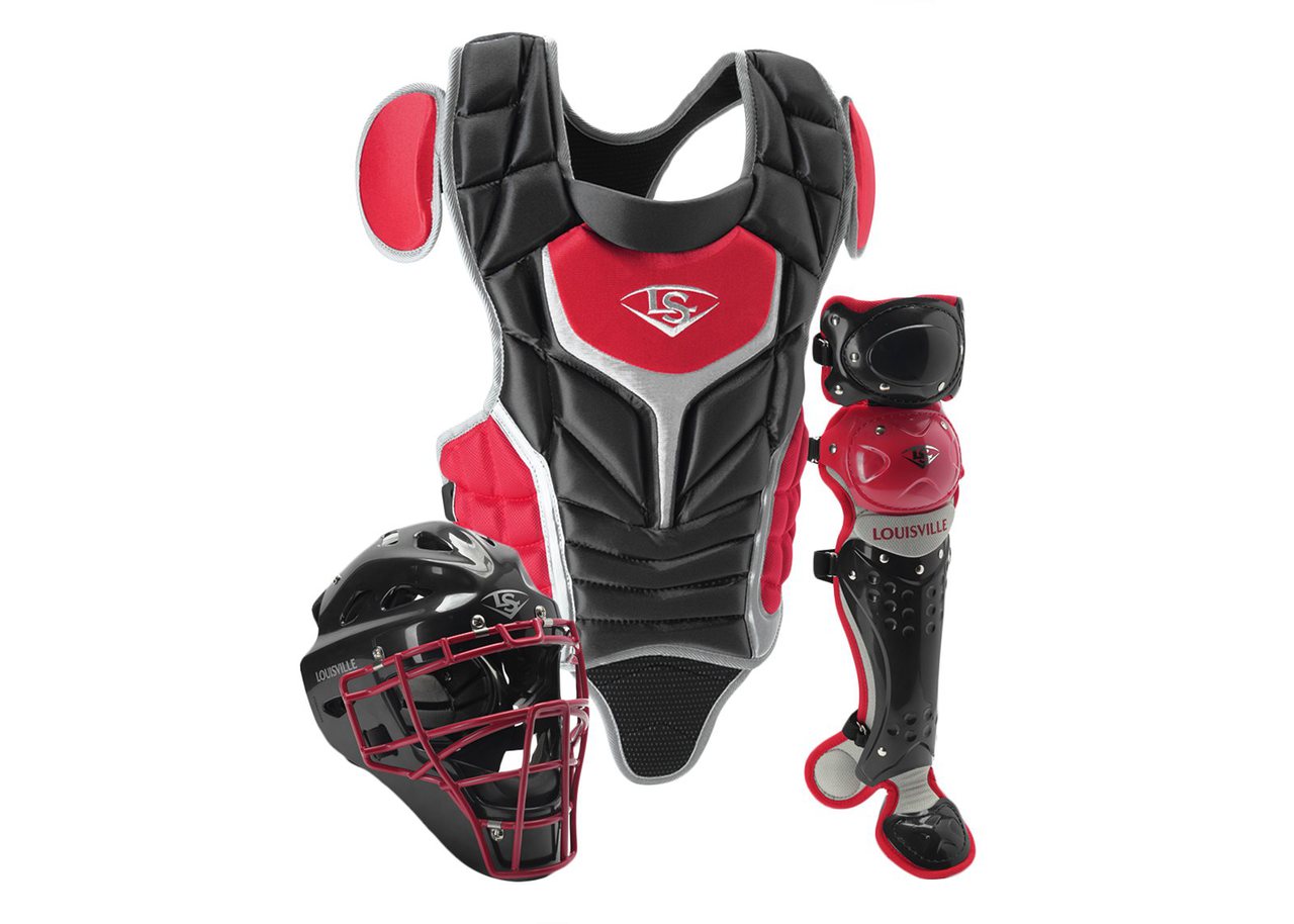 Made from extra-tough, lightweight materials that keep you protected while easily moving with you, Louisville Slugger's Series 7 Catcher's Sets keep catchers of every skill level safely in the game. Whether you are an elite player or play casually, the Series 7 Catcher's Sets will meet your needs in a variety of color combinations. Helmet Matte finish Moisture wicking chin pad. NOCSAE approved. Size 7 18 – 7 12. Chest Protector Memory foam padding. Over-the-shoulder harness. Precision pad design. Size 16 inch. Shin Guards Anatomically inspired. Triple-knee design. Removable knee padding. Size 16 inch. Stay Organized. Don't piecemeal it. If you want the best all-around protection a catcher can have, Louisville Slugger's full catcher's gear sets provide a variety of styles, colors and sizes to match players of any skill set.